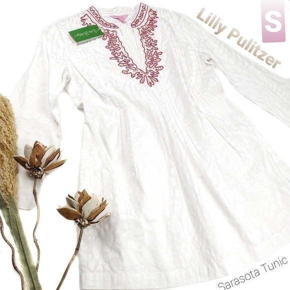 New Lilly Pulitzer White Pink Sarasota Tunic Size S - Picture 1 of 15
